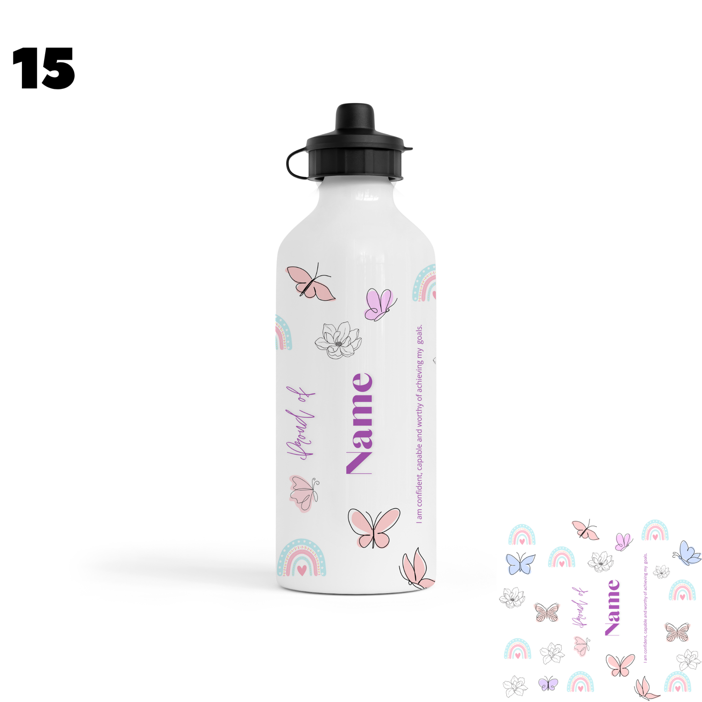 Kids Water Bottle – Custom Children’s Drink Bottle with Cute Designs – School, Nursery & Sports Bottle for Boys & Girls