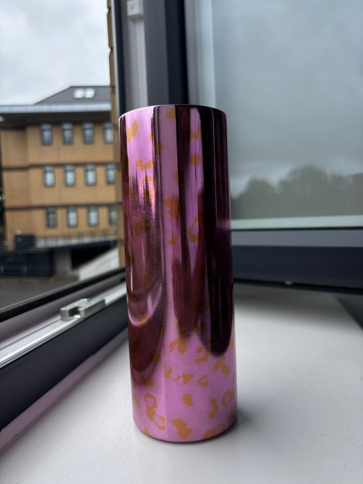 Metallic Pink Leopard Stainless Steel Tumbler (20oz)