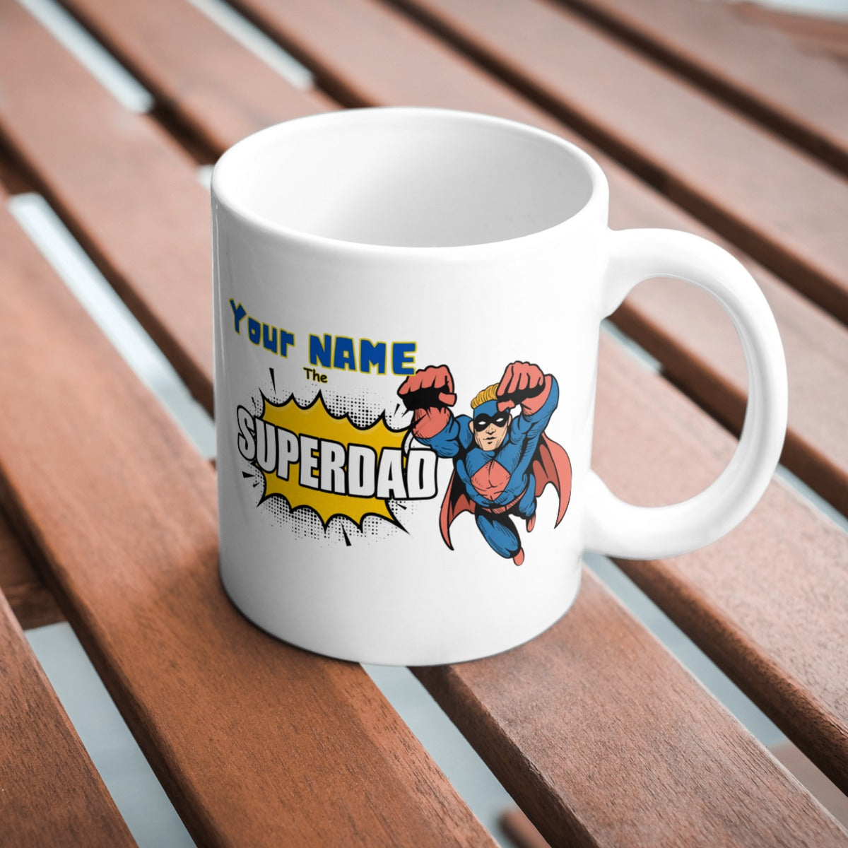 Custom Superdad Mug – Blonde Hero Design