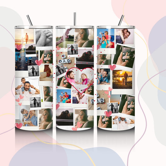 Custom Photo Collage Tumbler – Personalised Father’s Day Gift