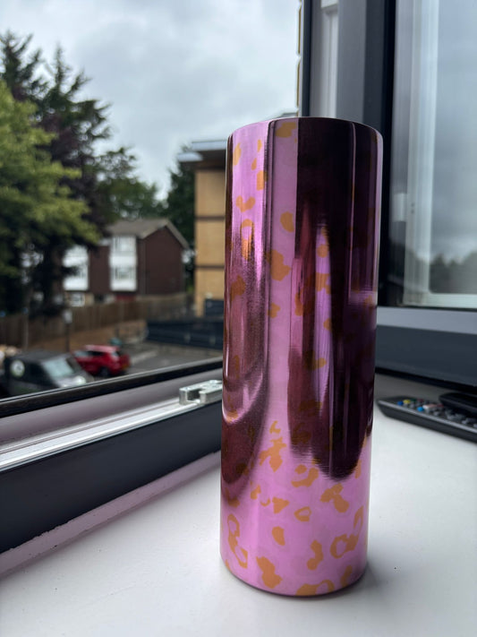 Metallic Pink Leopard Stainless Steel Tumbler (20oz)